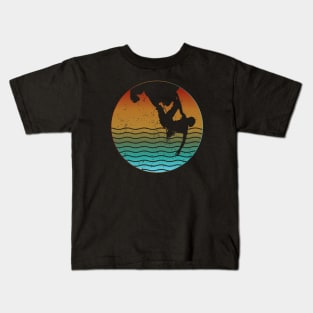 retro vintage sunset rock climbing lover Kids T-Shirt